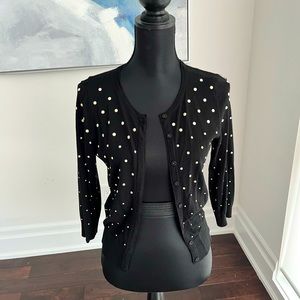 White House Black Market Wool blend Pearl Covered Cardigan